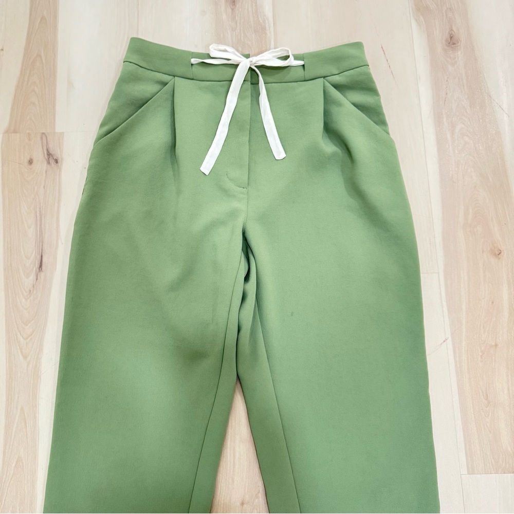 Aritzia Wilfred Allant Cropped Pants Trouser Green Women's Small Crepe Polyester - Picture 4 of 10